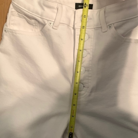 EXPRESS Curvy Mom Jeans Super High Rise Button Fly White Ankle Pants Women’s 4 - Picture 10 of 11